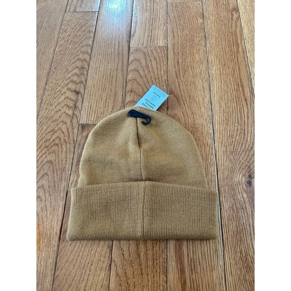 New Timberland Men's Woven Label Knit Beanie Winter Solid Wheat Brown retail $42 - Picture 2 of 5